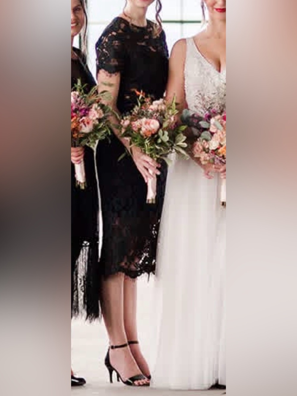 NSR Black Floral Lace Midi Dress